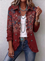 Boho-style Vintage Floral Ruffle Jacket
