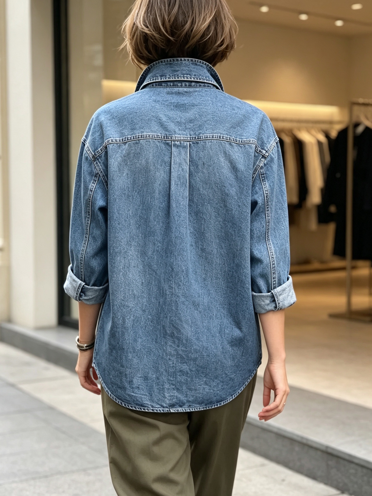Chic Casual 3d Rose Flower Denim Shirt
