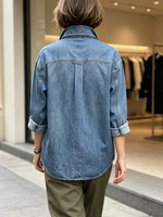 Chic Casual 3d Rose Flower Denim Shirt