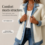 Casual Paneled Ribbed Cotton-blend Denim Jacket