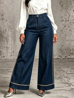 Casual jeans with gold piping